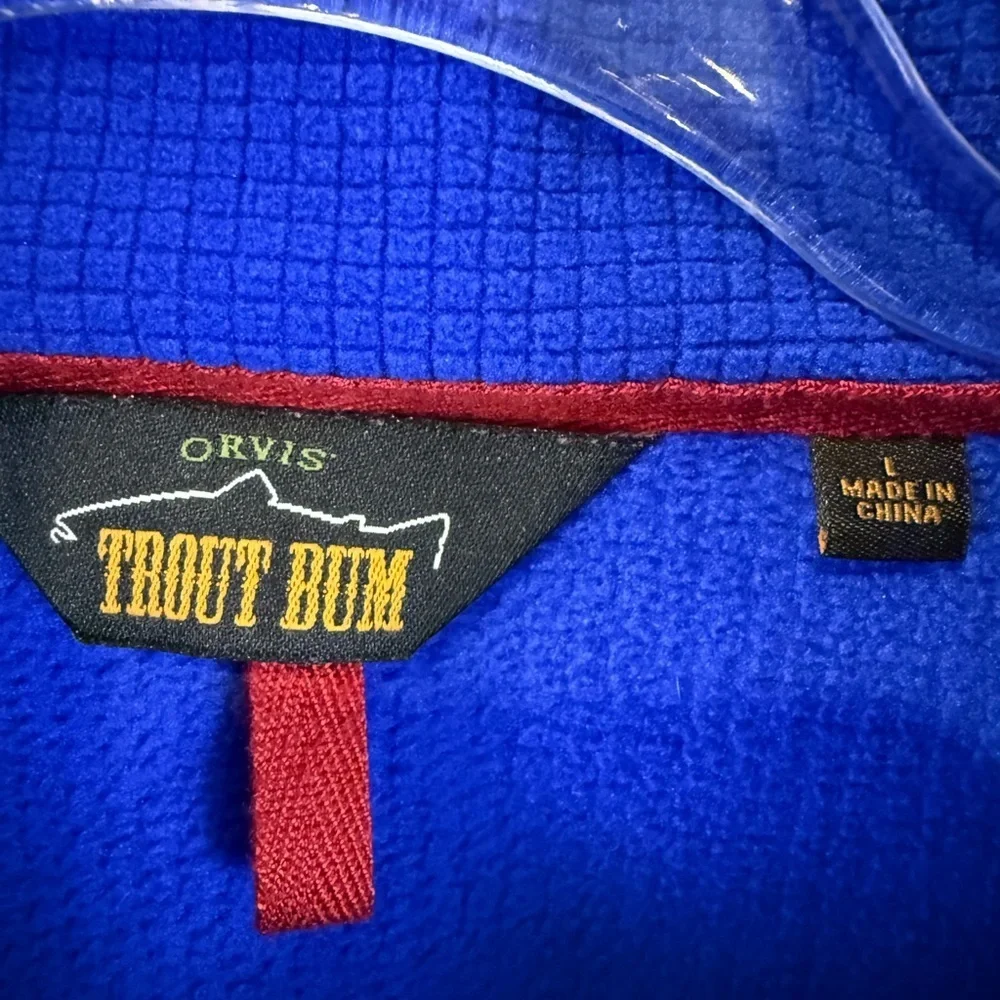 Orvis mens troutbum Blue Jacket with Red Trim L